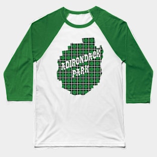 Green Plaid Adirondack Park Text Baseball T-Shirt